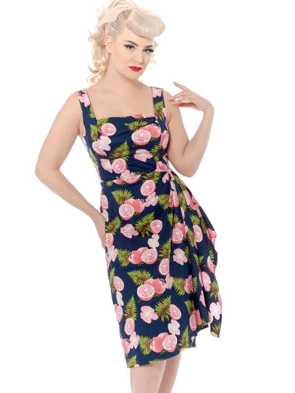 Grapefruit print tiki pinup sarong dress